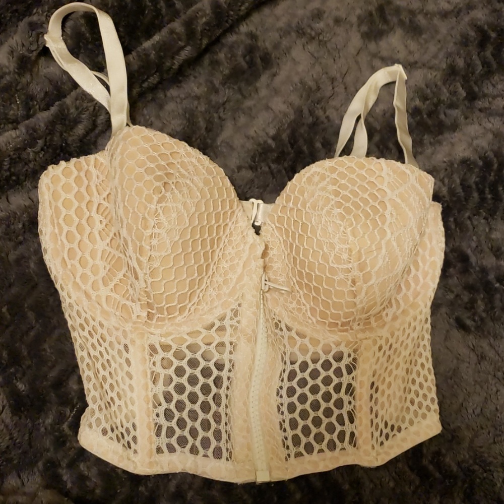 BNWOT White Ribbed Corset Bra